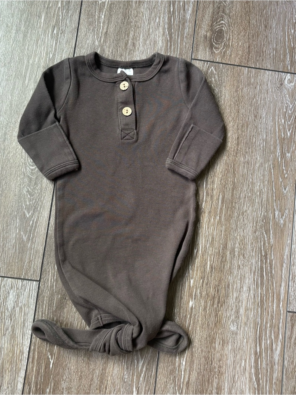 Little‎ One Shop Knotted Baby Gown 3M Gray Neutral Sleep Gown